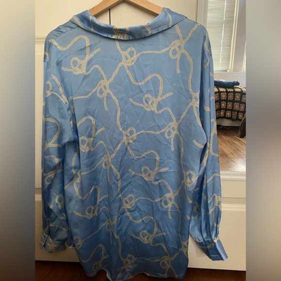 Zara Rope-Print Satin Button-Down (Size L) - Picture 3 of 3